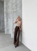 Yüksek Bel Straight Fit Palazzo Pantolon resmi